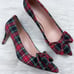J. Crew Colette Bow Pumps Stewart Tartan Plaid Red Green Pointed Toe Size 6.5