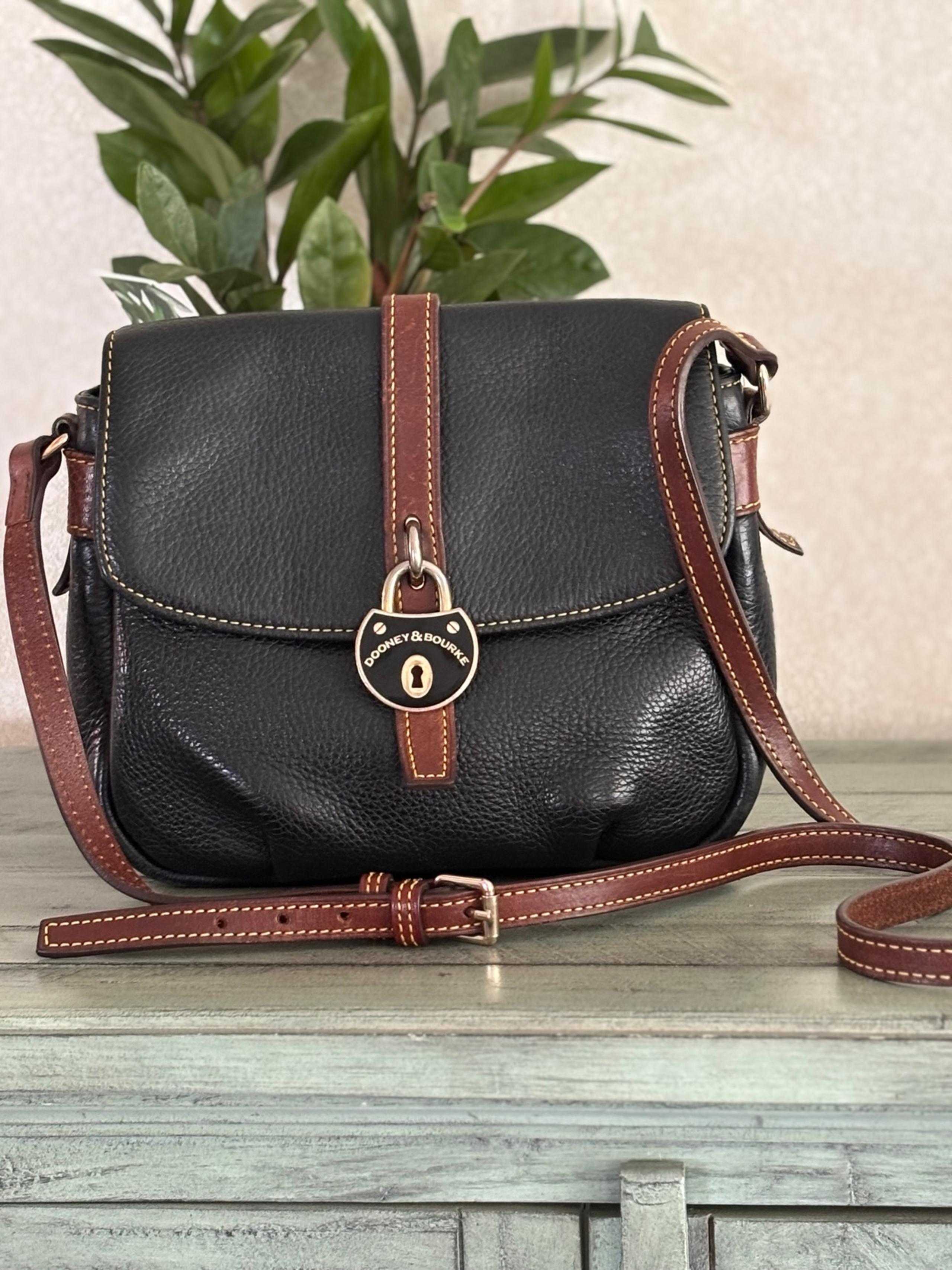 Samba Black Leather Flap Magnetic Close Crossbody - Dooney & Bourke
