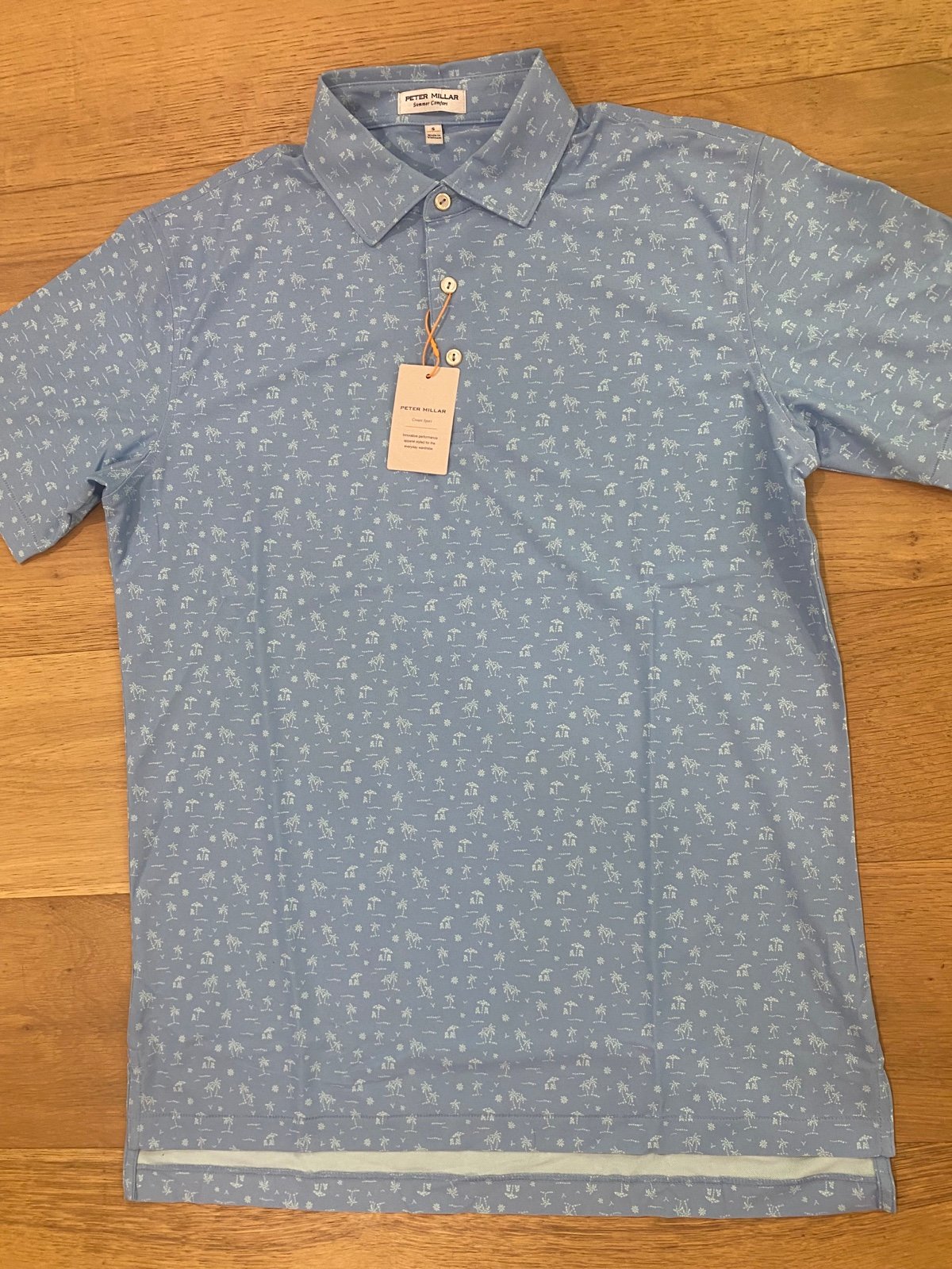 Peter Millar summer comfort blue and green beach golf polo size S NWT