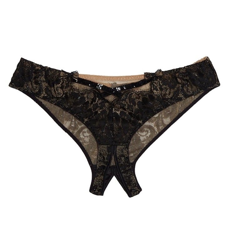 Agent Provocateur Adelia SOIREE Black Gold Ouvert Brief AP2 Small NWT 530