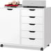 5-Drawer Wood Dresser Chest with Door, Mobile Storage Cabinet