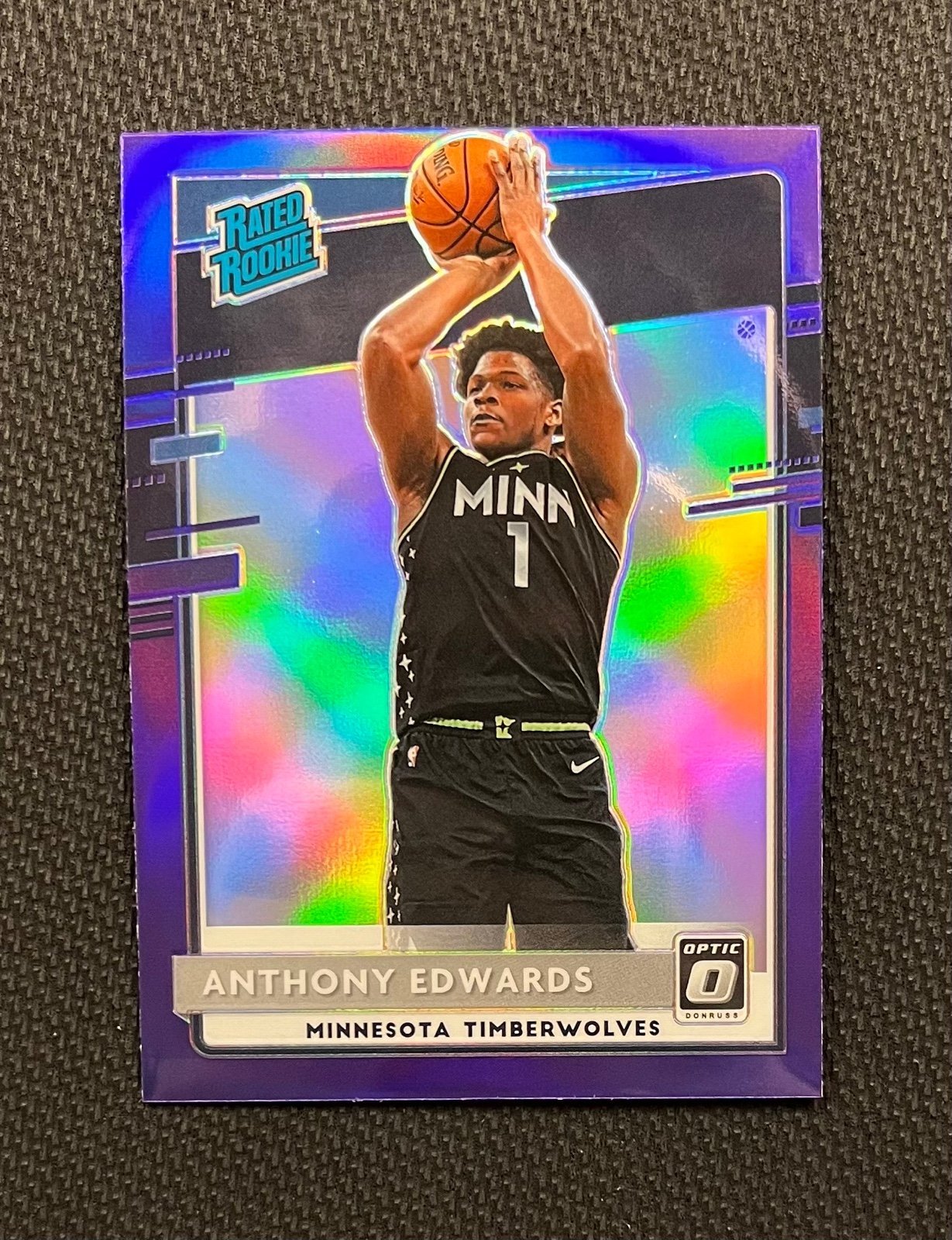 2020-21 Optic Anthony Edwards Rated Rookie Purple Prizm