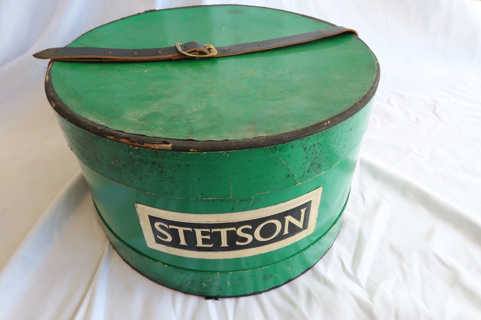Stetson Hat Box Vintage Cowboy Cardboard Storage Empty Insert Ring Green Rare