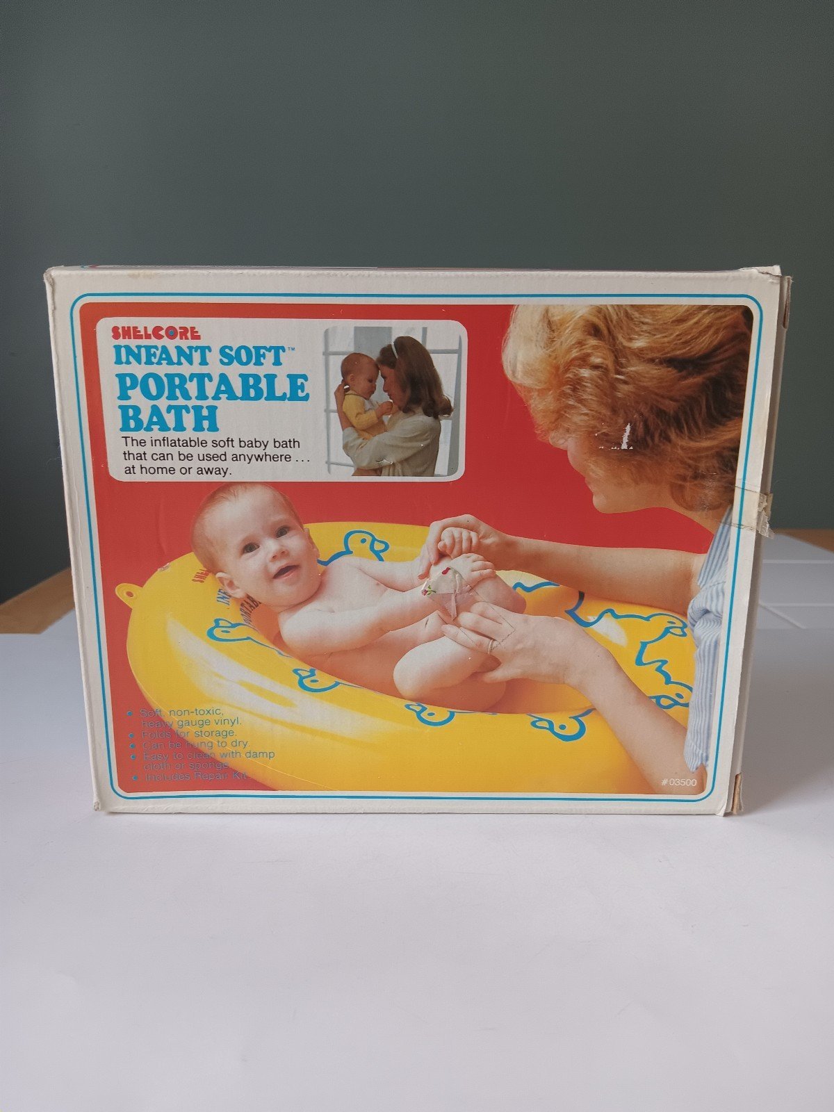 HTF 80s Shelcore Baby Inflatable Bathtub Yellow Rubber Duck Design Travel 1983