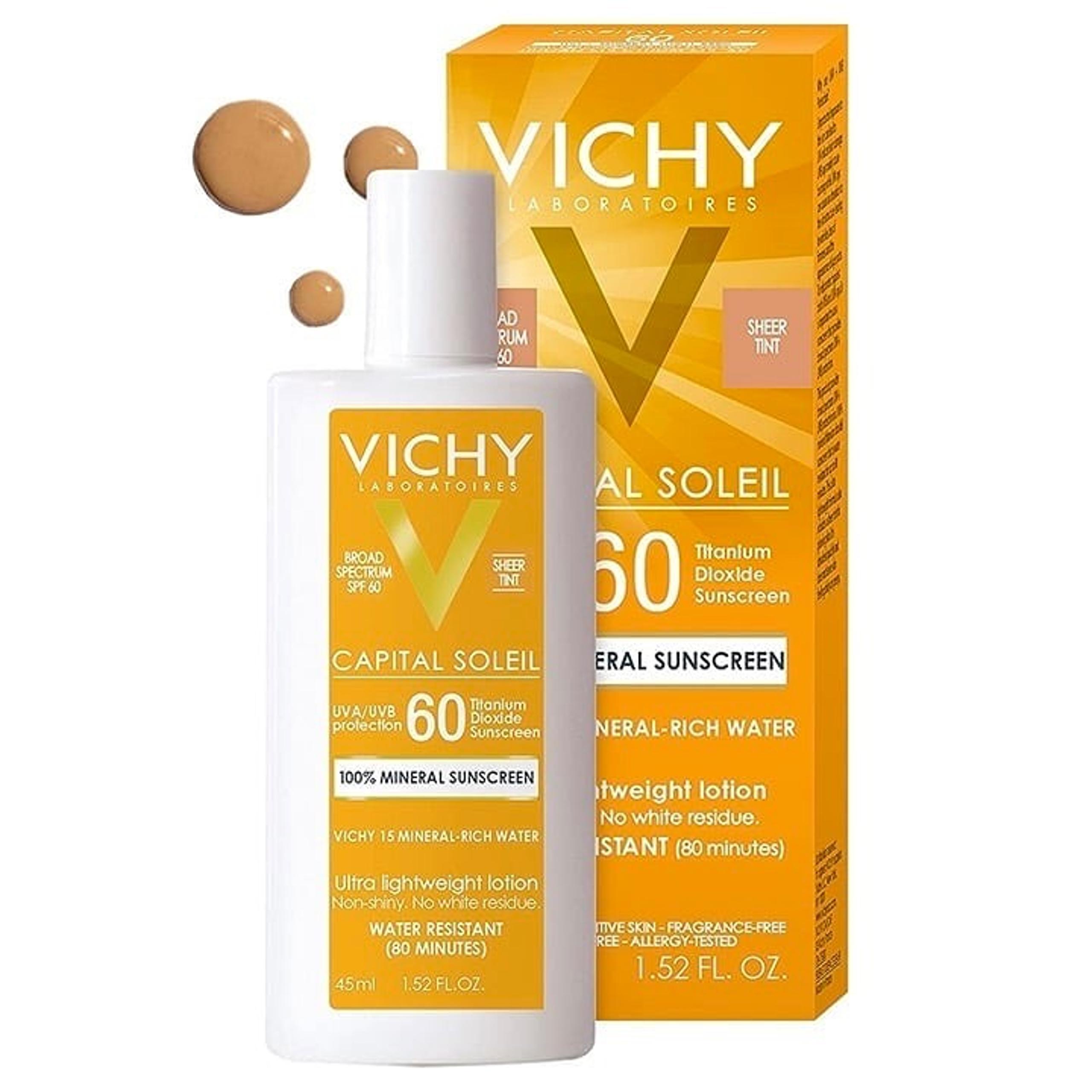 VICHY Capital Soleil Tinted Mineral Sunscreen for Face SPF 60 Cream Gel Lotion