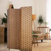 Room Divider Wood Screen 4 Panel Wood Mesh Woven Design Room Screen Divider