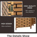 Room Divider Wood Screen 4 Panel Wood Mesh Woven Design Room Screen Divider