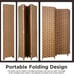 Room Divider Wood Screen 4 Panel Wood Mesh Woven Design Room Screen Divider