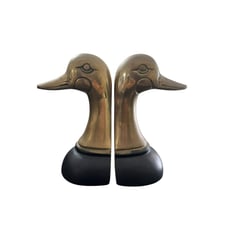 Vintage 70's Brass Duck Head Book Ends by Sarreid ~ Den Study Cabin /b