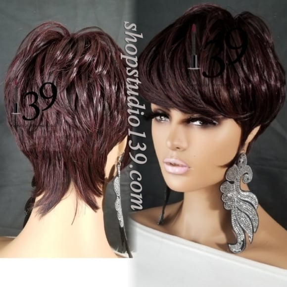 Beautiful human hair pixie wig with side burns
