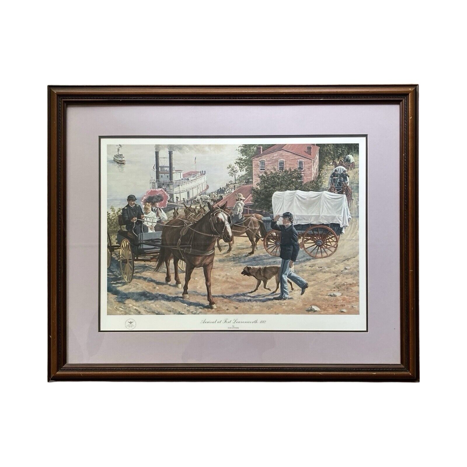 Don Stivers “Arrival at Fort Leavenworth” Large Framed & Signed Litho Print 42”