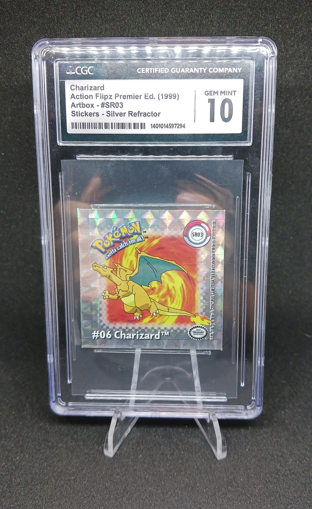 CGC 10 Charizard Action Flipz Premier Ed. (1999) Artbox - #SR03 Stickers