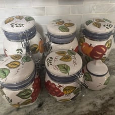 Oneida Vintage Fruit kitchen Canister set 7 pieces