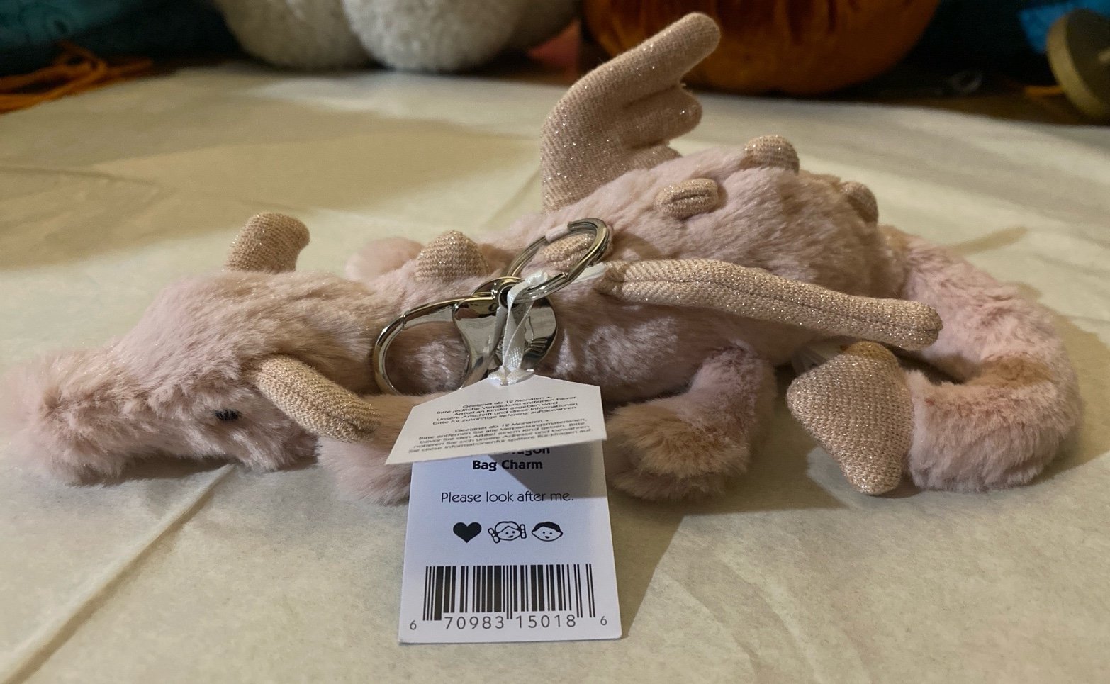 Jellycat Rose Dragon Bag Charm