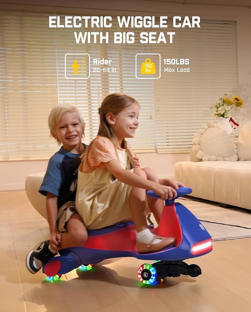 12V N7 Pro Electric Wiggle Car with Pedal, Rechargeable Battery, 2 in 1 Swing Ca