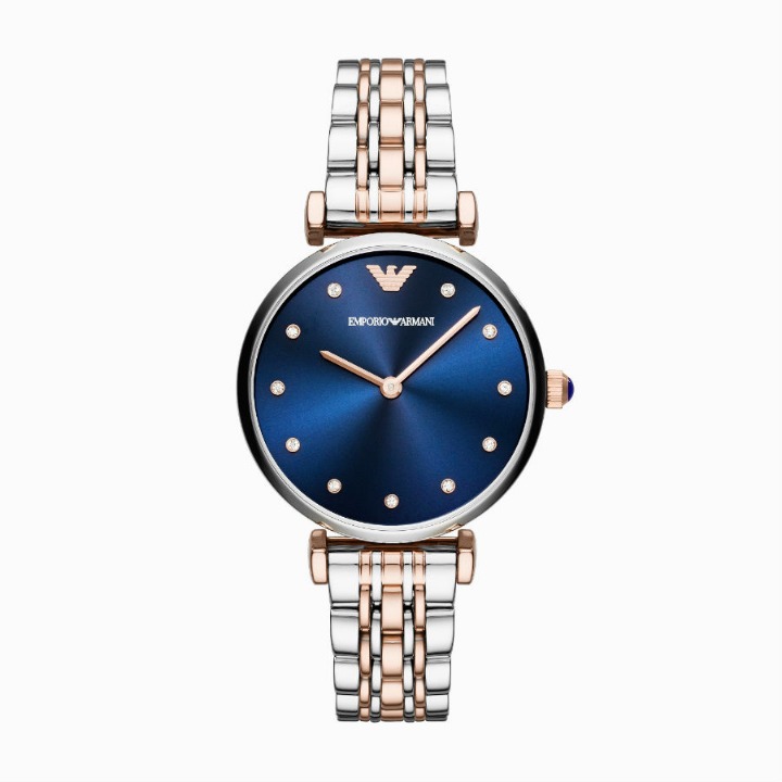 Emporio Armani Two Tone Blue Dial Watch