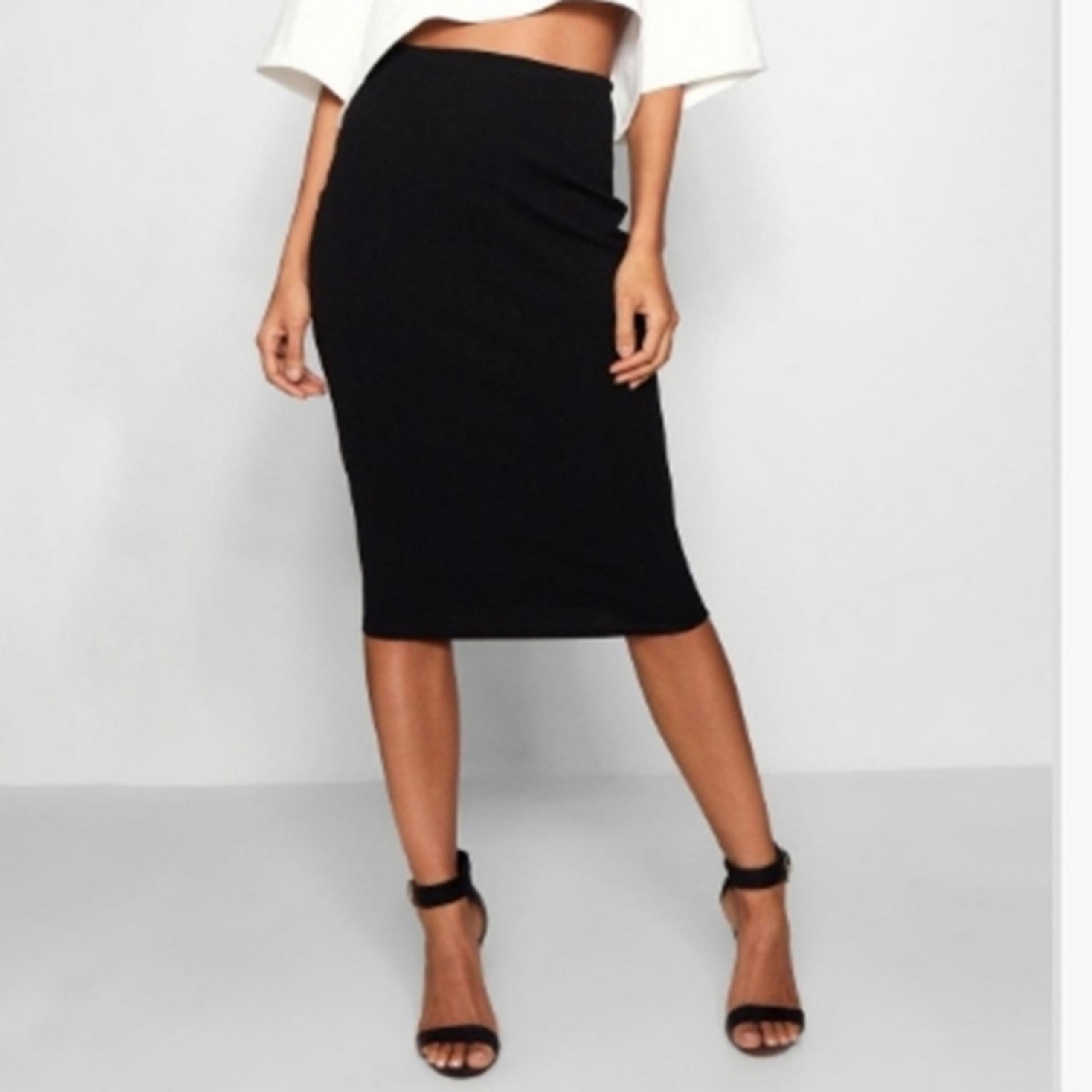 Boohoo Black High Waist Bodycon Midi Skirt Size 4 - Ted Baker