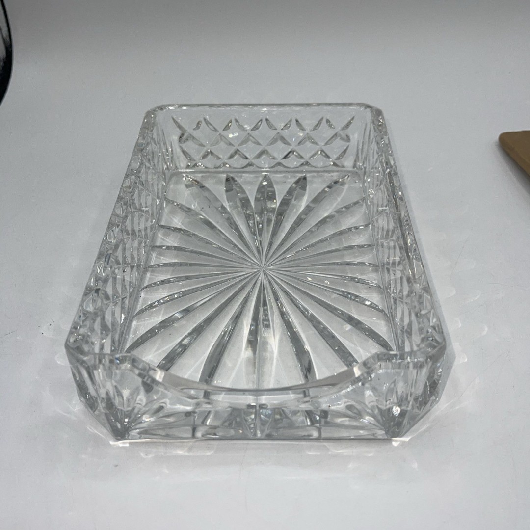 Waterford Crystal Signed Memo Notepad Holder Westover Pattern 6.5 X 5