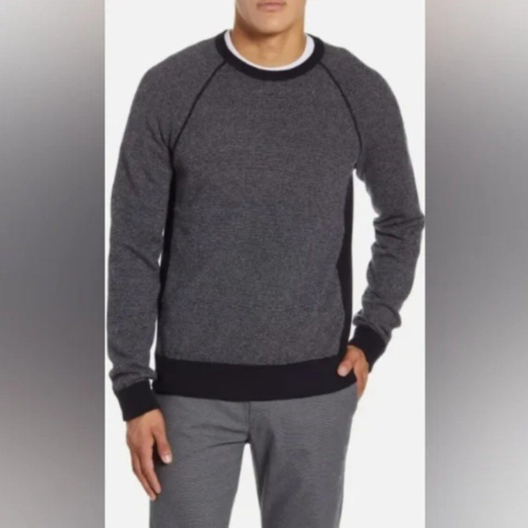 VINCE Men's Birdseye Raglan Wool/Cashmere Long-Sleeve Sweater, Size S