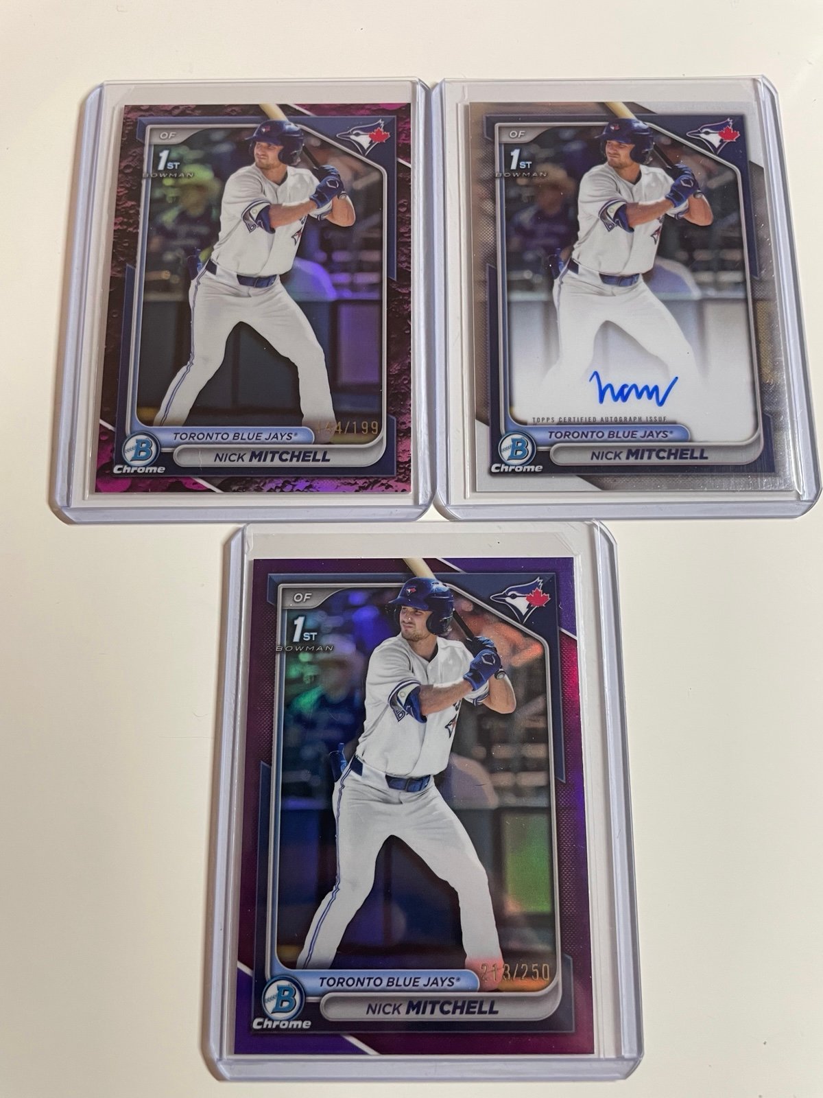 Nick Mitchell 2024 Bowman Draft Toronto Blue Jays Card Lot Auto SP