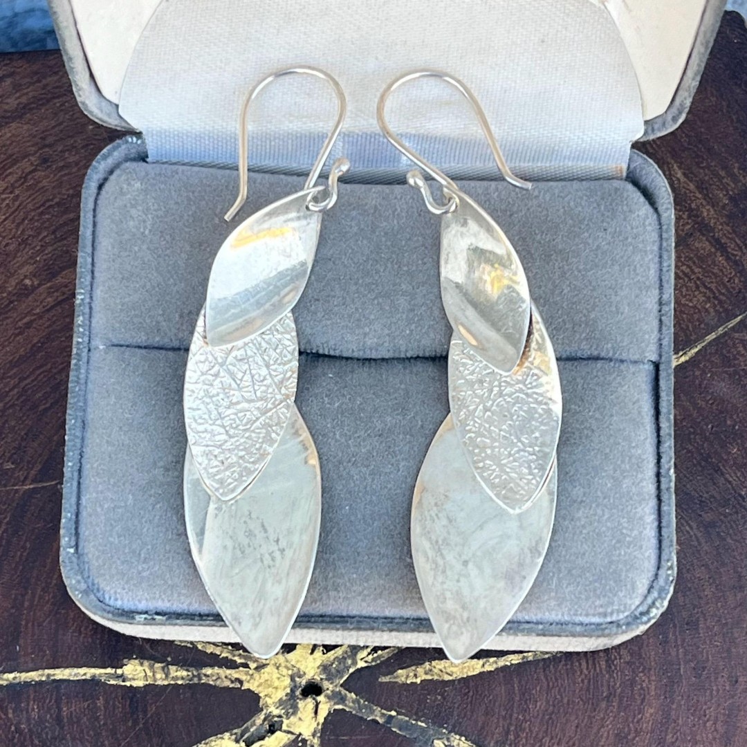 Vintage 950 Silver Dangle Earrings Modern Statement Jewelry
