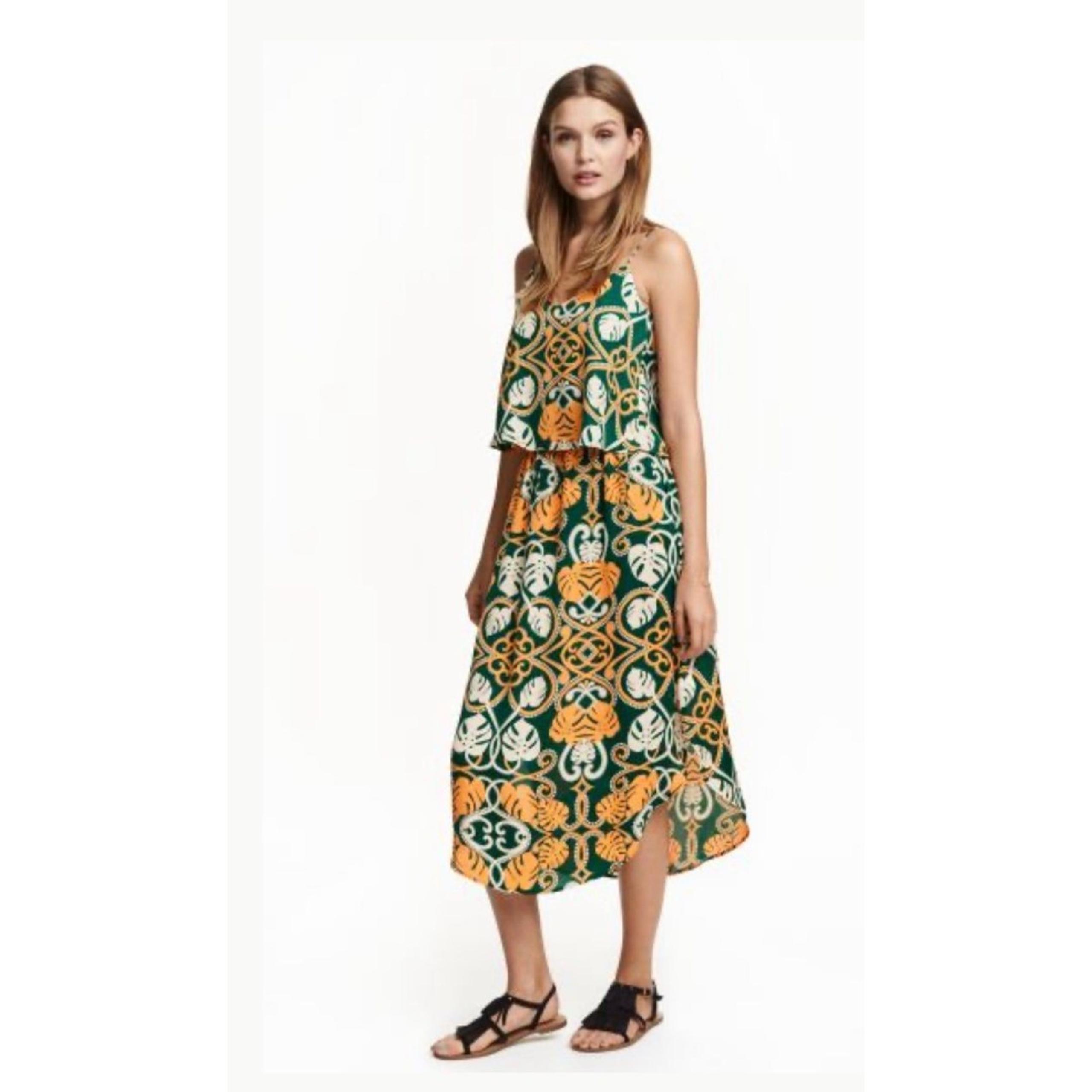 H & M Women’s satin Midi Ruffled Sleeveless Dress 12