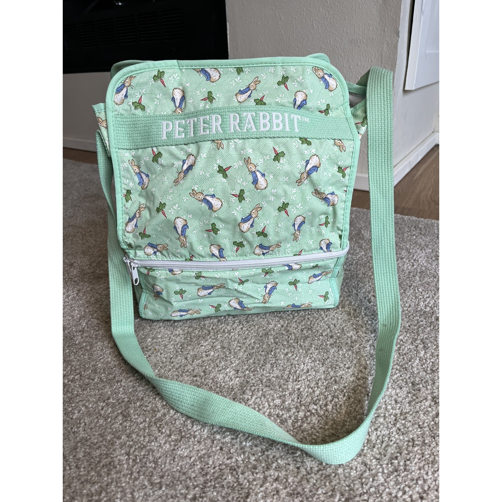 Vintage 1997 Peter Rabbit Enfamil Baby Diaper Bag Vinyl Tote Green Boy Girl