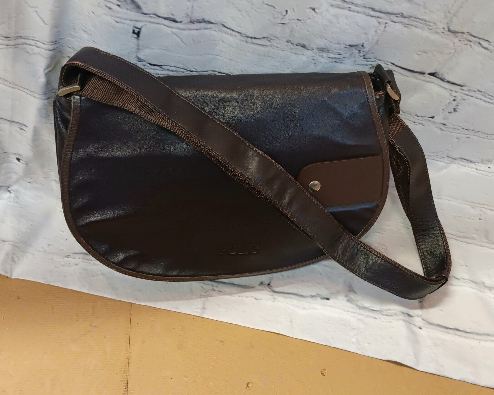 Polo Ralph Lauren Brown Leather Crossbody Saddle Bag