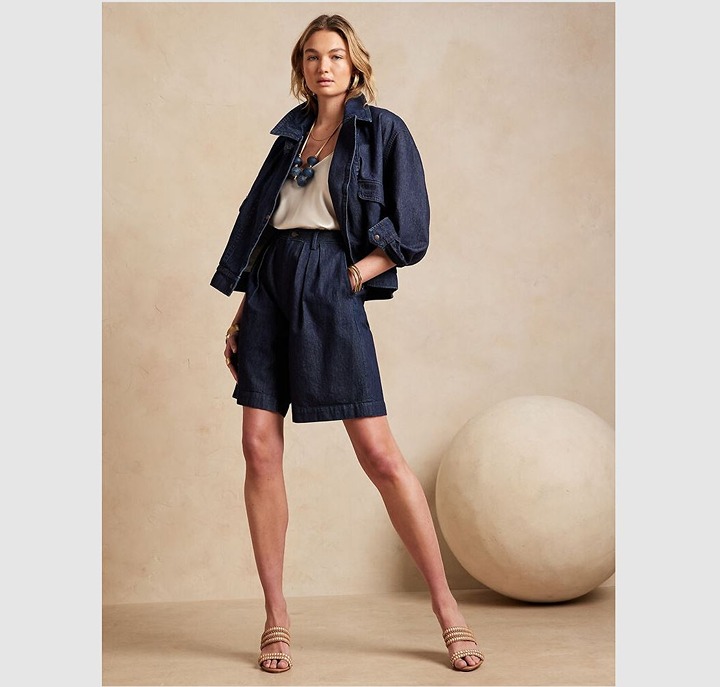 Banana Republic Piper Bermuda Short Blue Sz 27