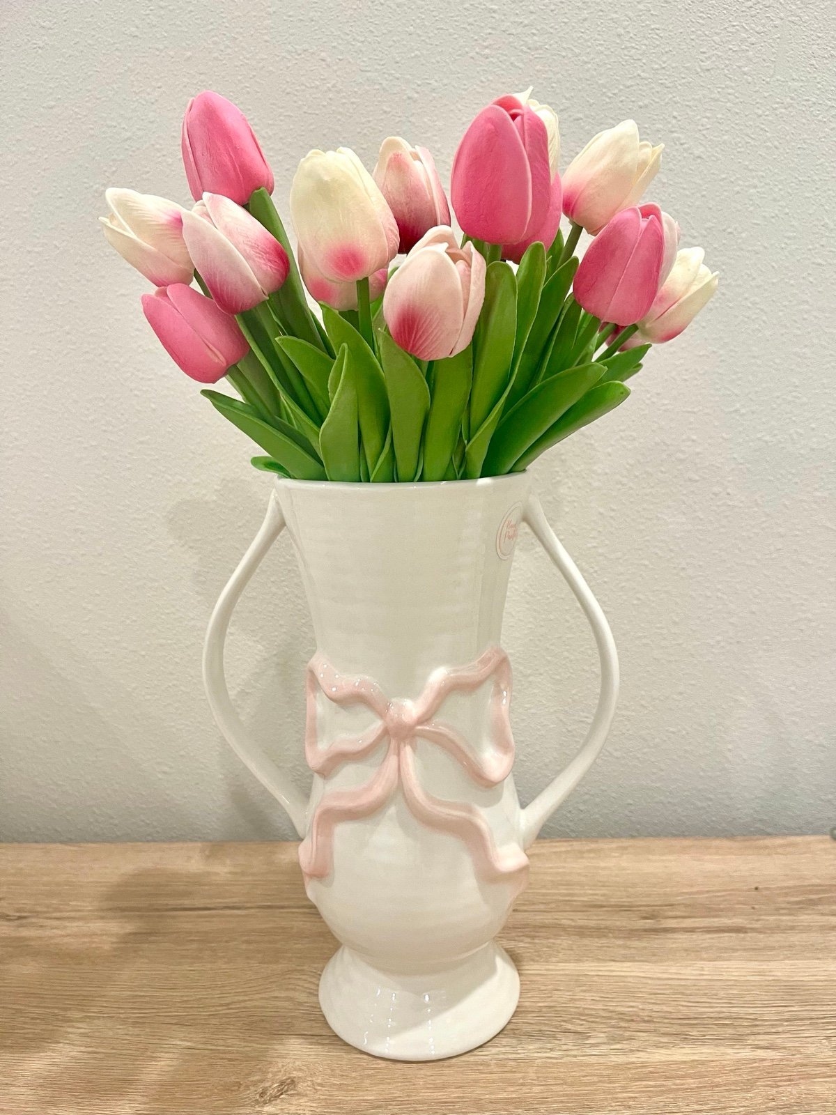Pink bow vase ceramic
