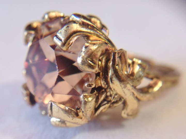 Vintage W. Germany Topaz Glass Ring