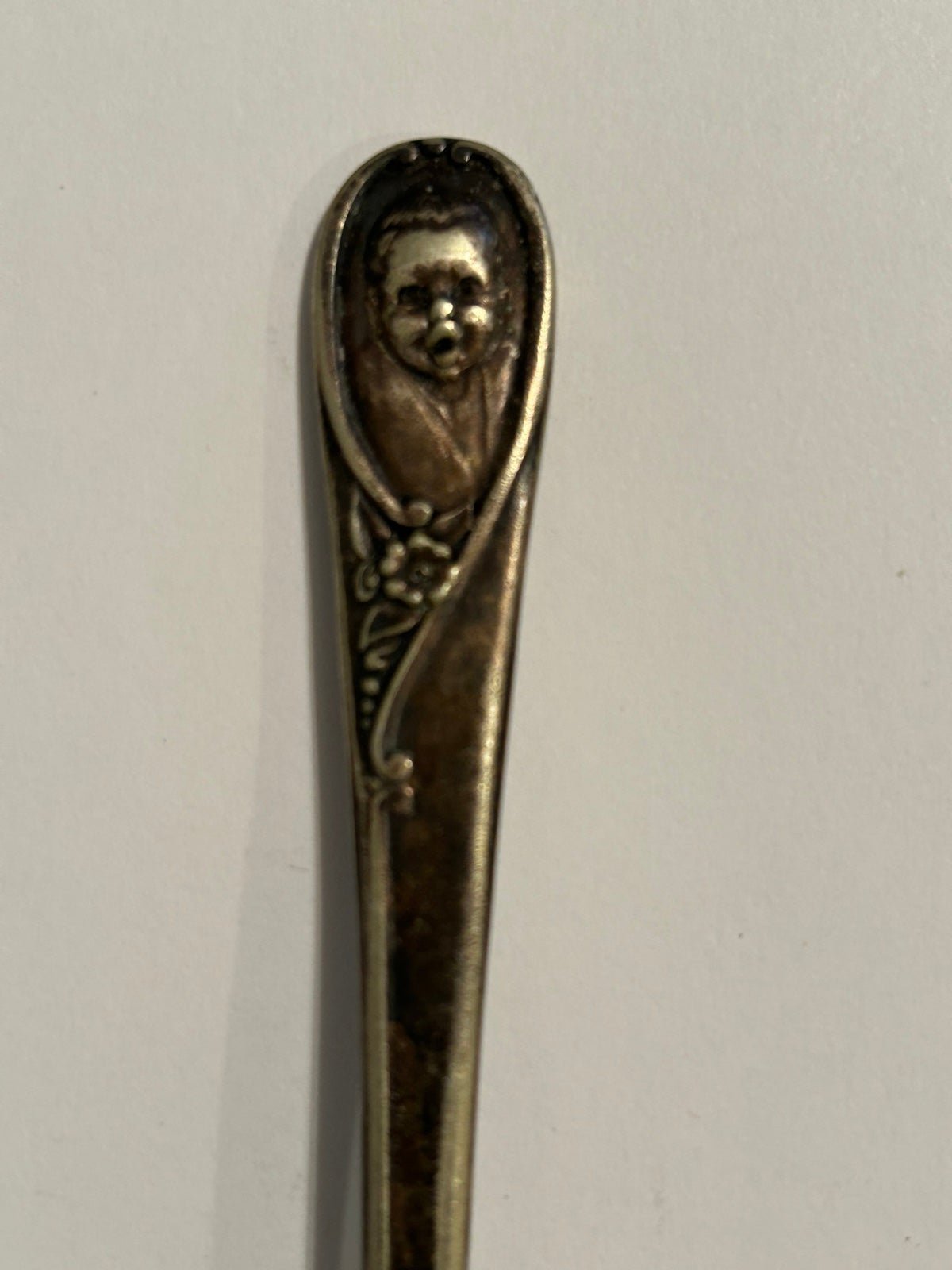 Vintage Antique Gerber Baby Face Cataract Silver Plated Spoon