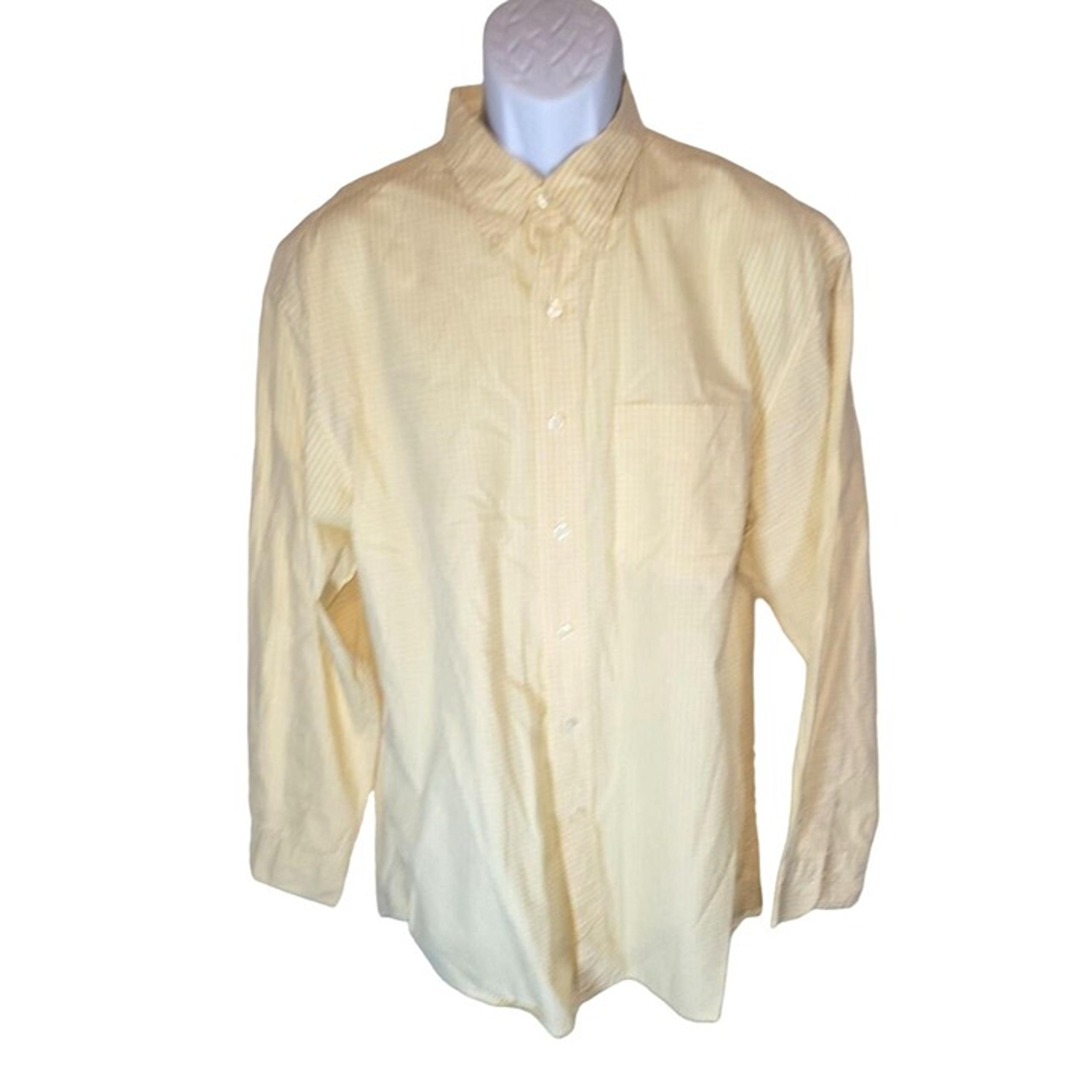Knightsbridge 100% Cotton Yellow White Gingham Dress Shirt Large L