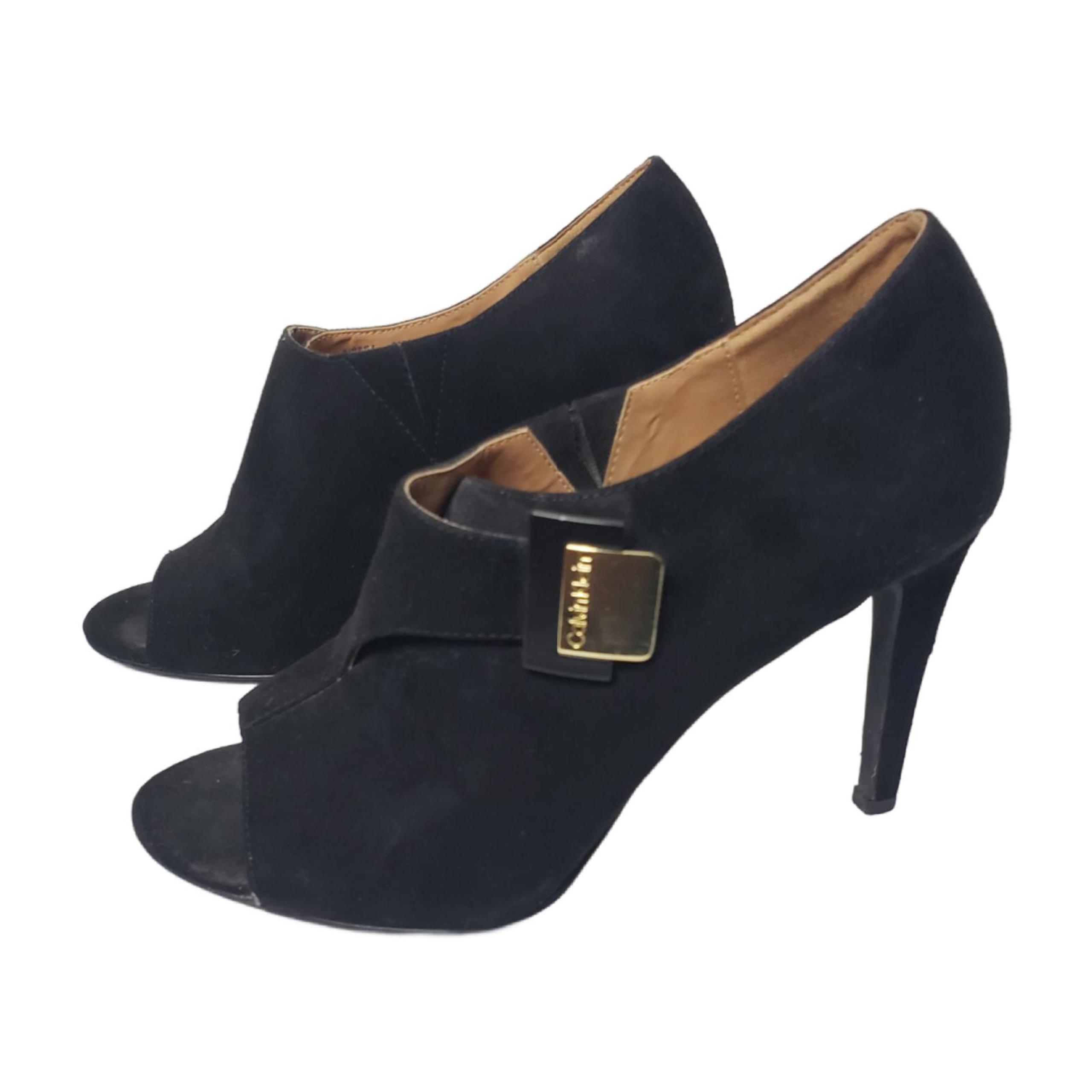Calvin Klein Women's Sz 7.5 Faux Suede Peep Toe Stiletto Pump