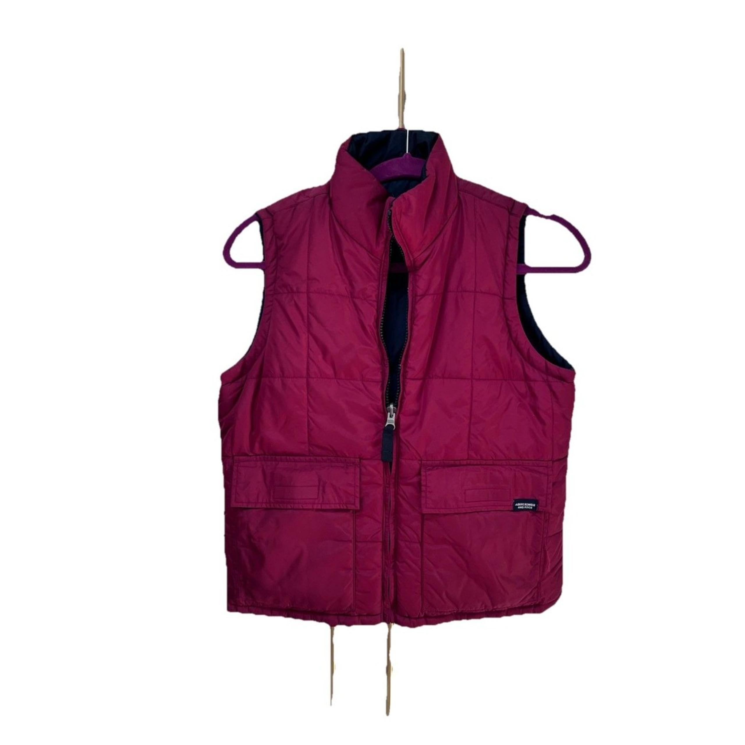Vtg Abercrombie & Fitch Mens/Boys Puffer Vest Small Red Blue Reversible Quilted