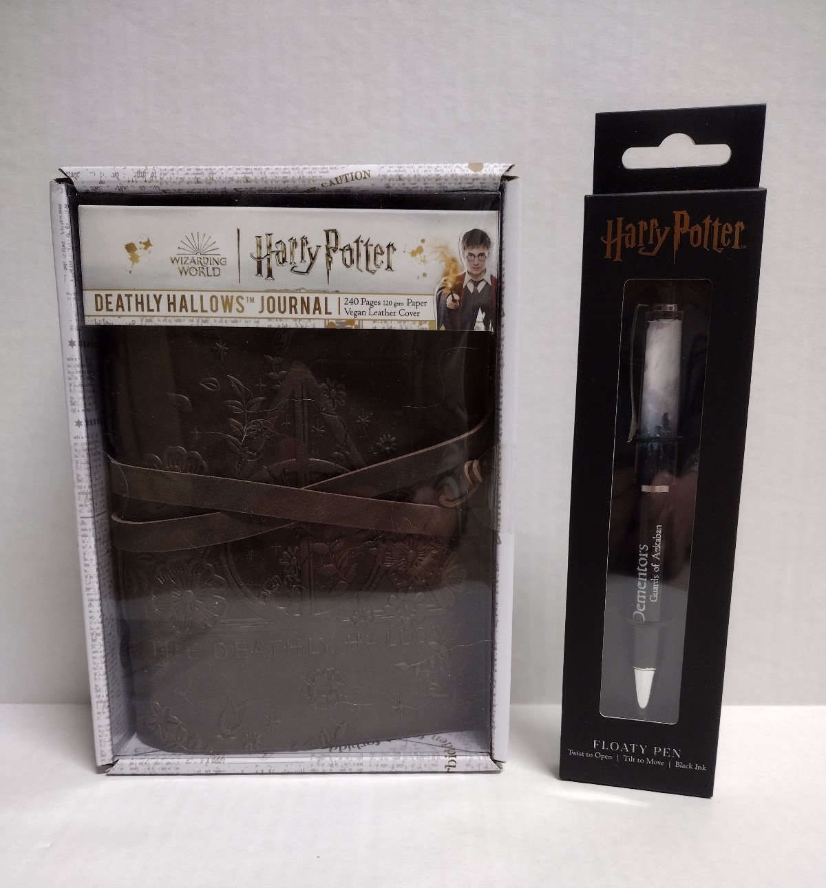 New Harry Potter Floral Deathly Hallows Vegan Leather Journal & Floating Pen Set