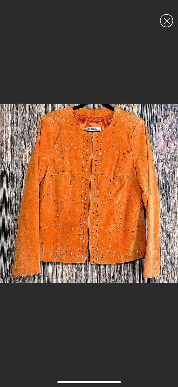 %100 GENUINE LEATHER Bradley Bayou leather jacket orange with stud detailing