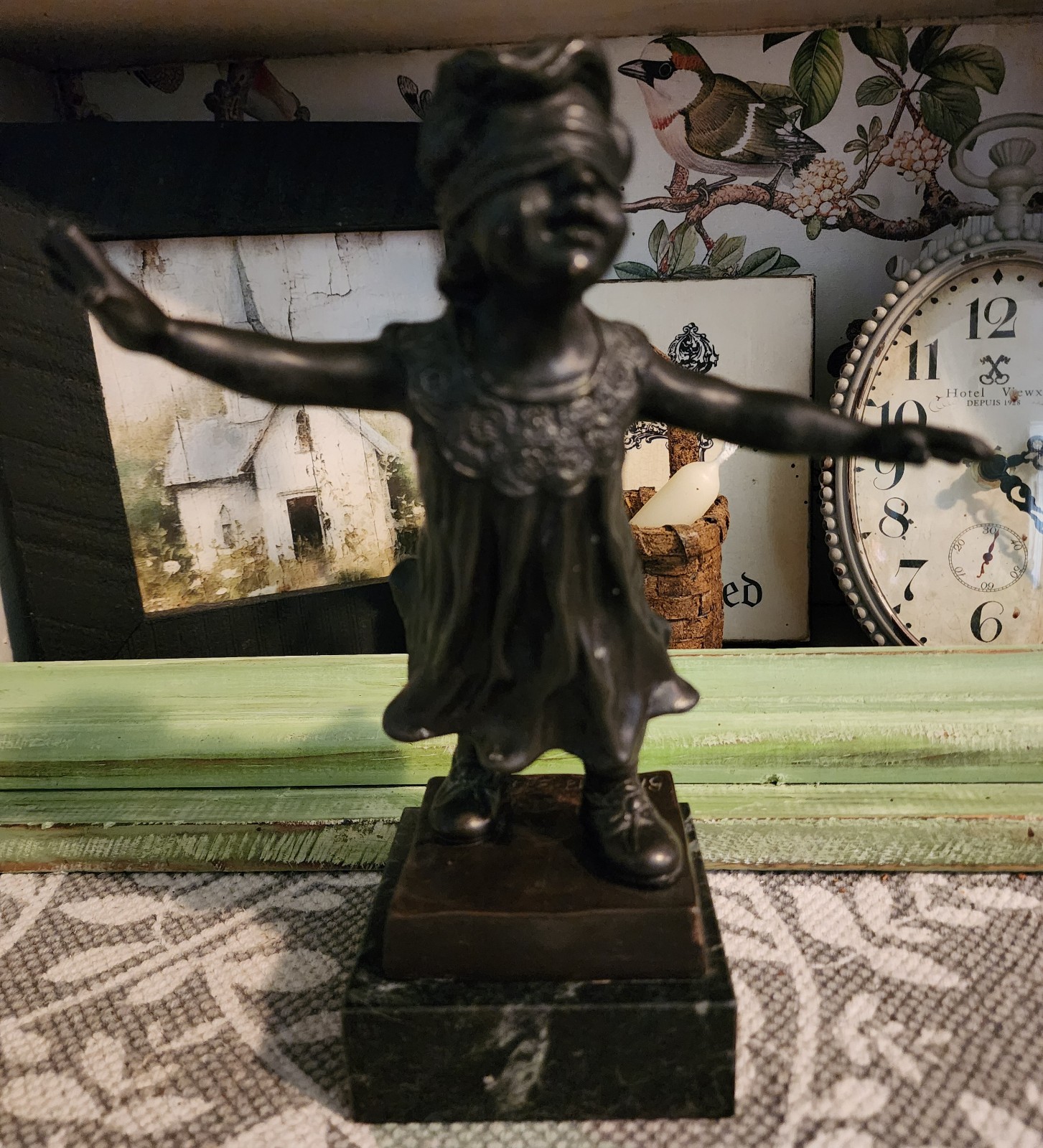 ♥️♥️ Beautiful Bronze on Marble Base Blindfolded Girl @ Play ♥️♥️