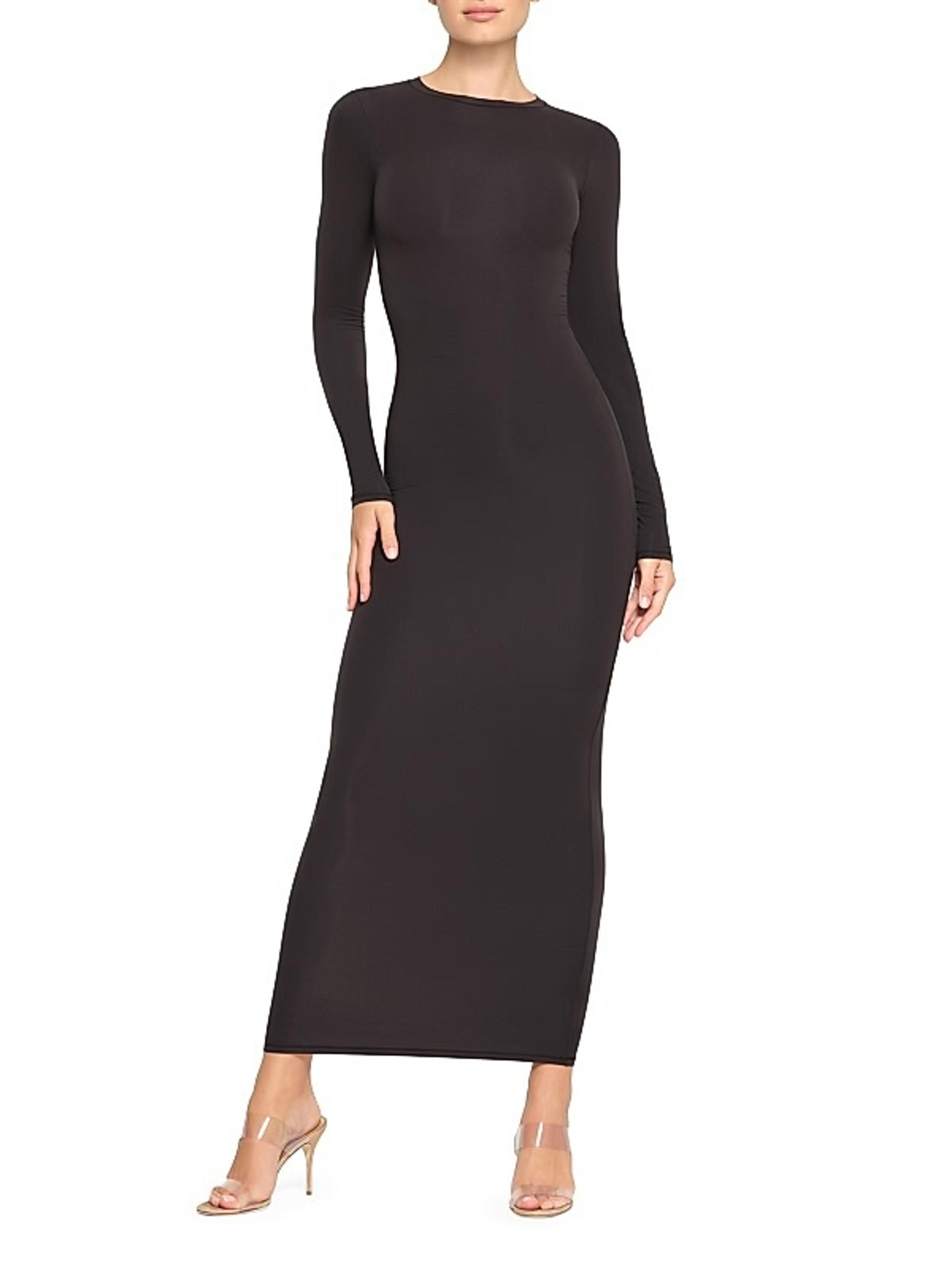 SKIMS Fits Everybody Crewneck Long-Sleeve Dress, Onyx, M, NWOT