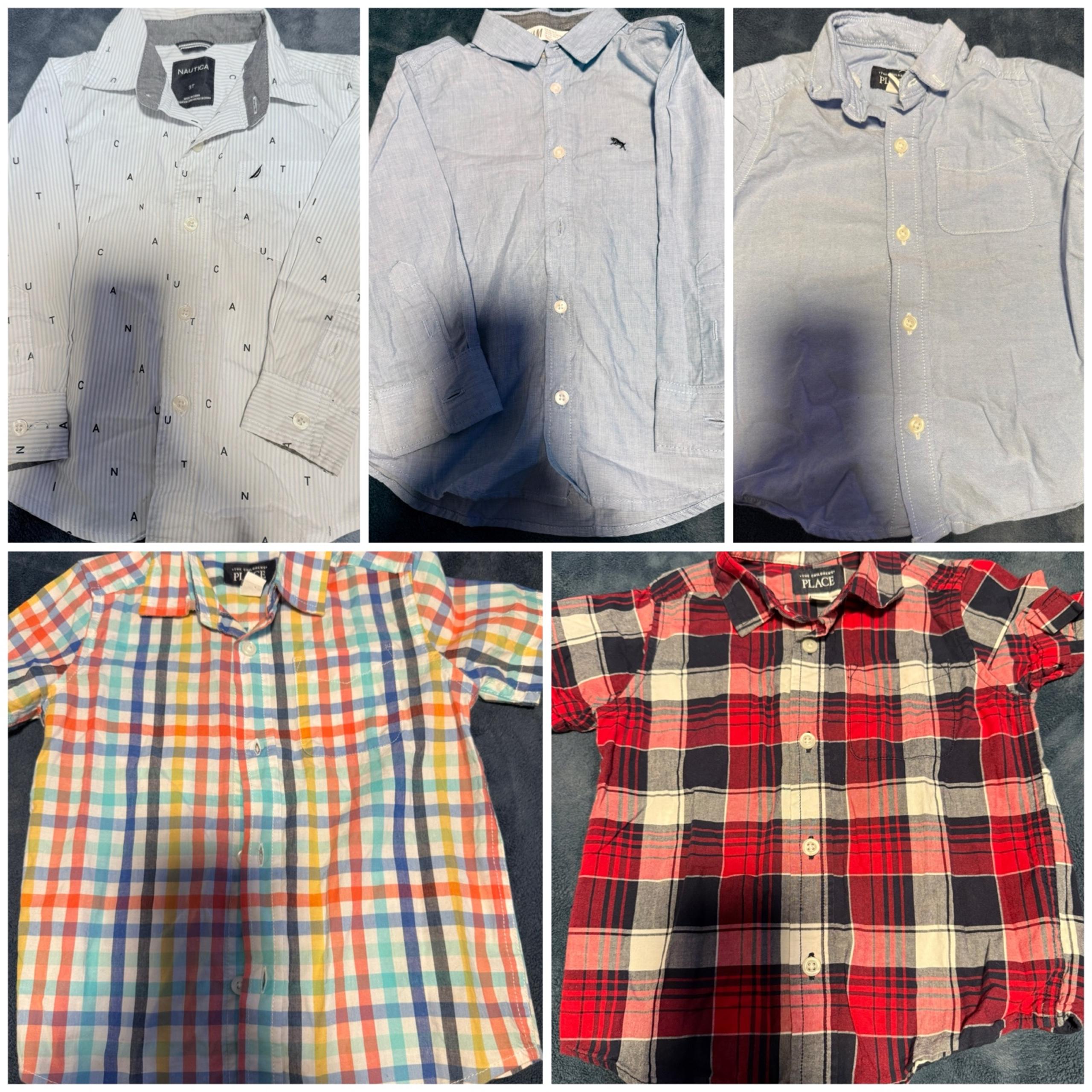 Bundle  of 3 Button Down Shirts and 2 long-sleeve button down shirts size 3T