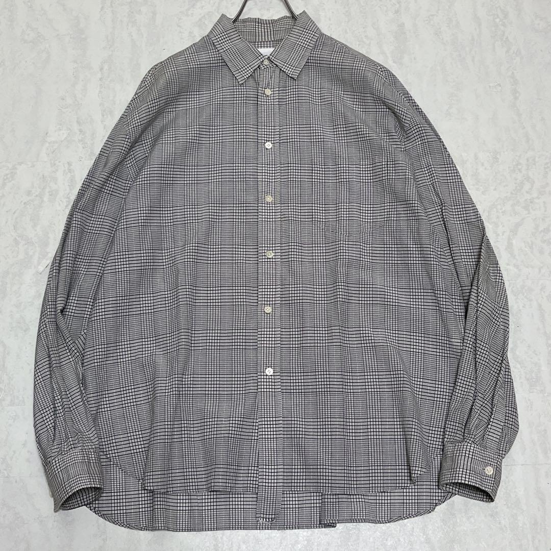 Name. Shiny Check Oversized Shirt Cotton Black and White