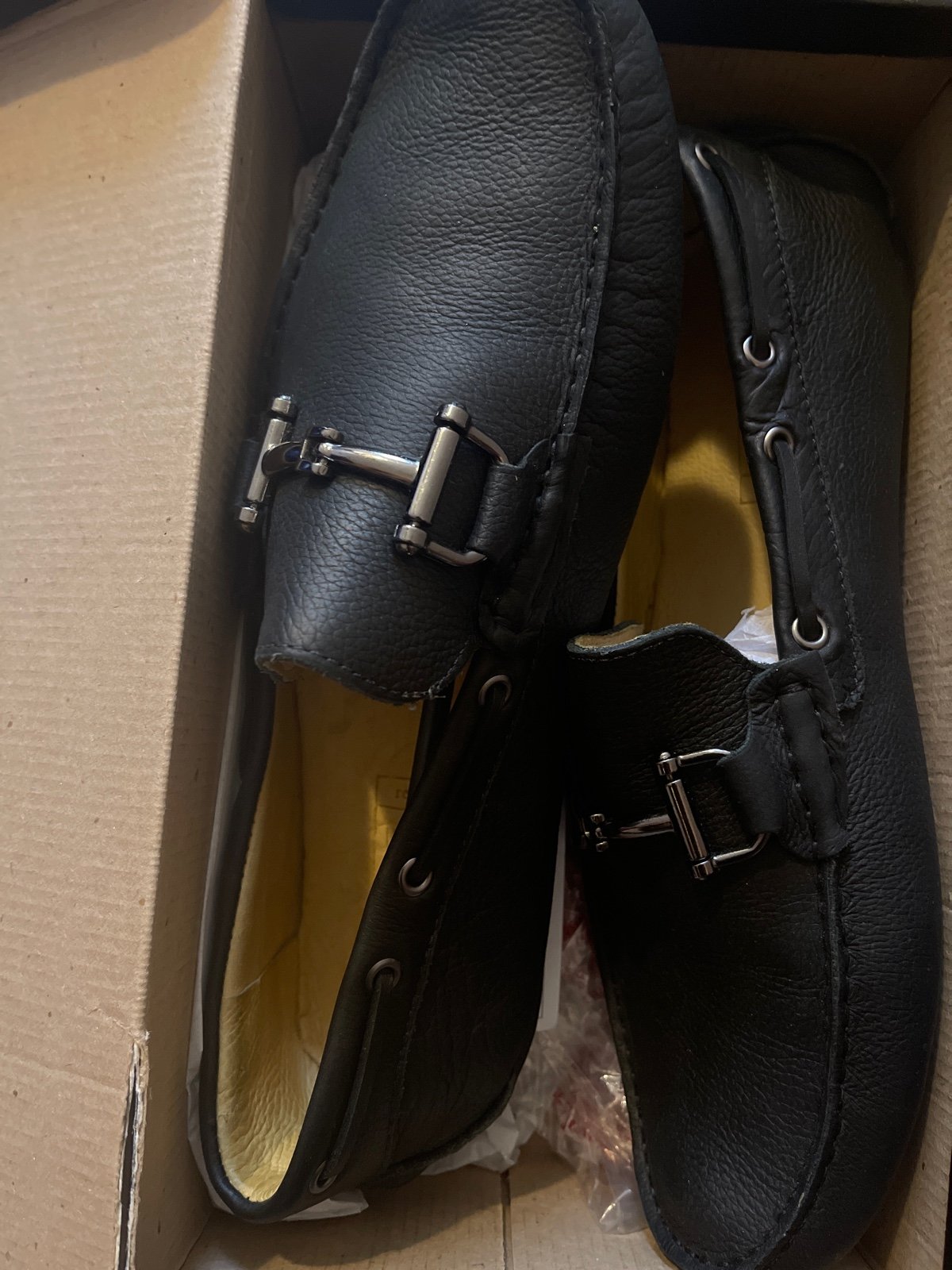Mercanti Fiorentini Mens Driving Shoes Loafers Metal Bit Black Leather Size 12M
