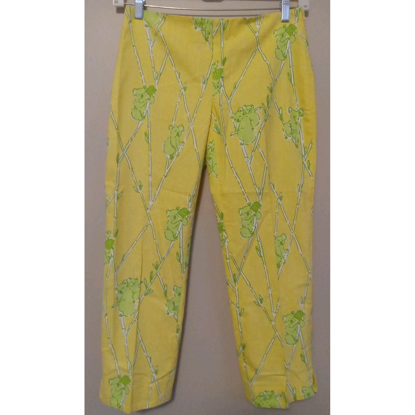 lilly pulitzer Originals Yellow Green Koala Print Resort Fit Pants Size 4