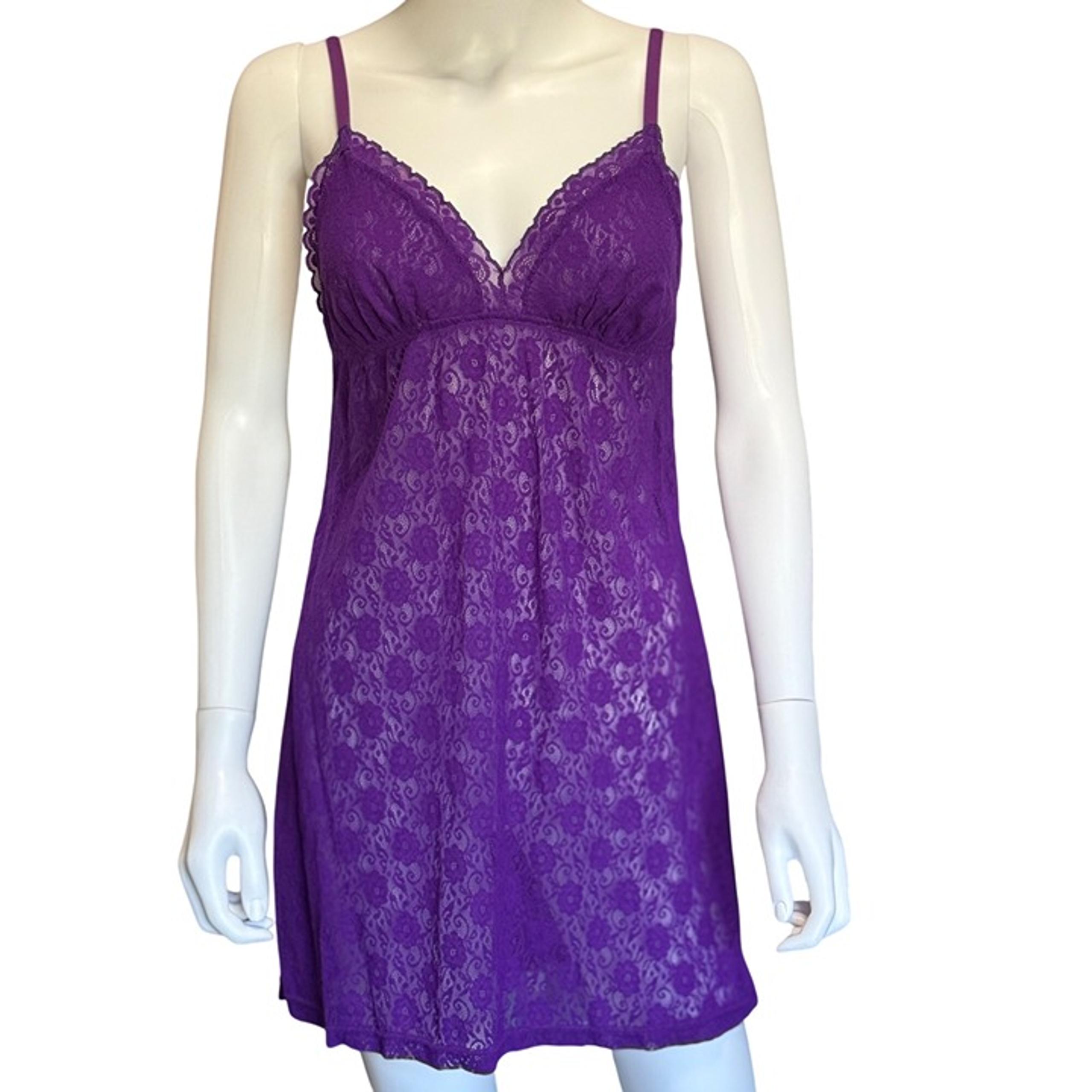 Cosabella Amore Purple Lace Chemise w/ Adjustable Straps Polyamide/Elastane XL