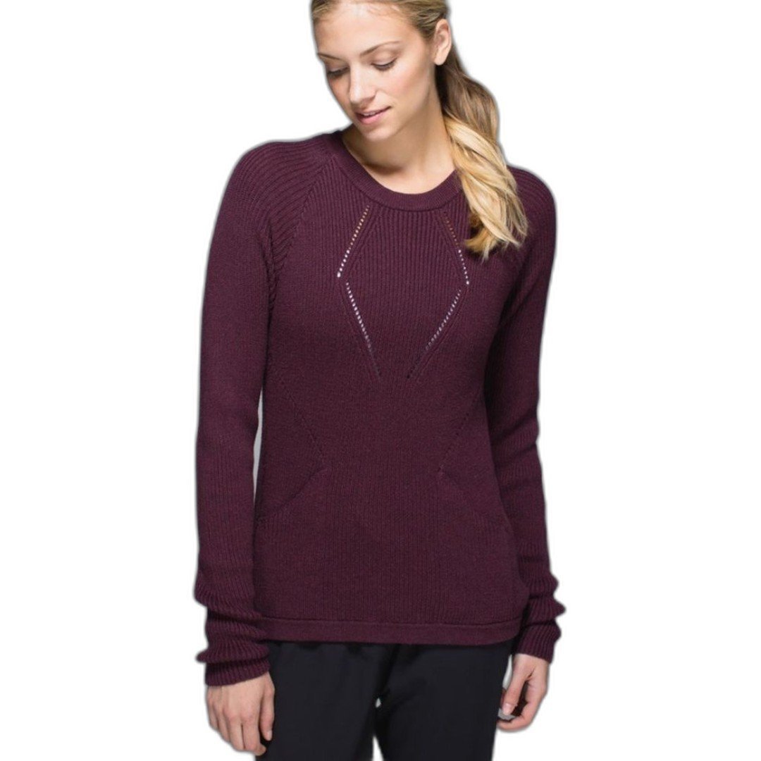 Lululemon The Better Sweater Heathered Bordeaux Sweater Women’s See Measurements