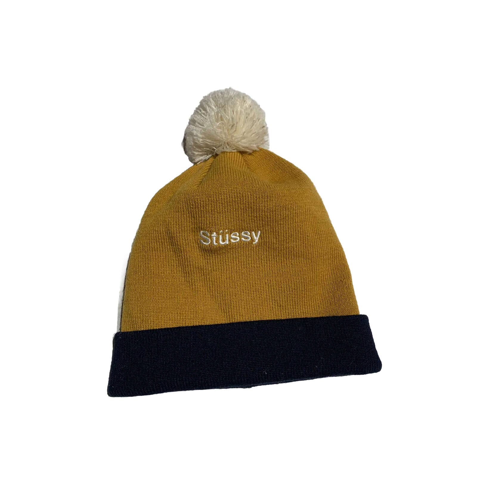 STUSSY Helvetica Pom Logo Beanie Brown/Blue
