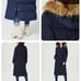 TOMMY HILFIGER Women's Maxi Puffer Hooded Coat Faux Fur Trim Navy Blue