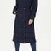 TOMMY HILFIGER Women's Maxi Puffer Hooded Coat Faux Fur Trim Navy Blue