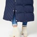 TOMMY HILFIGER Women's Maxi Puffer Hooded Coat Faux Fur Trim Navy Blue