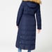 TOMMY HILFIGER Women's Maxi Puffer Hooded Coat Faux Fur Trim Navy Blue